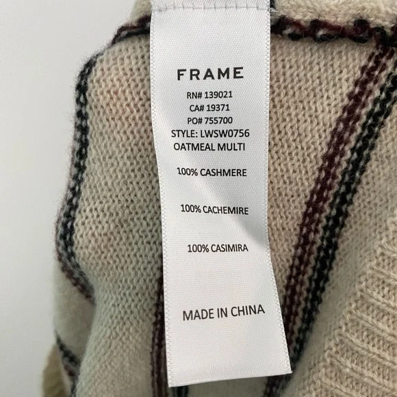 NWT FRAME shirred stripe cashmere sweater sz- XS - Picture 5 of 6